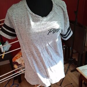 Victoria's Secret Heather Gray Tee with Black Accents